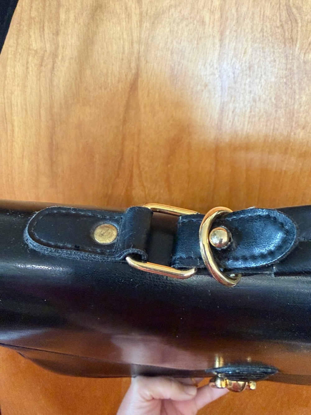 Vintage Paolo Masi Black Leather Briefcase with Gold Hardware - Picture 3 of 16